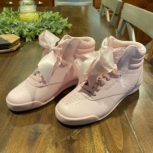 Reebok sneakers with satin bow  , size 2 kids